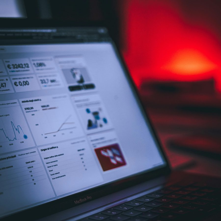 Laptop showing an analytics dashboard